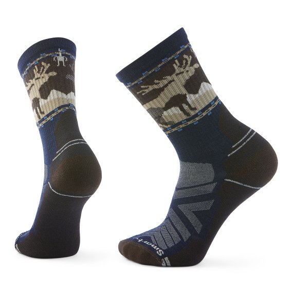 Wandersocken Light Cushion Crew mit Mountain Moose-Print Farbe: Deep Navy - Wandersocken Light Cushion Crew mit Mountain Moose-Print