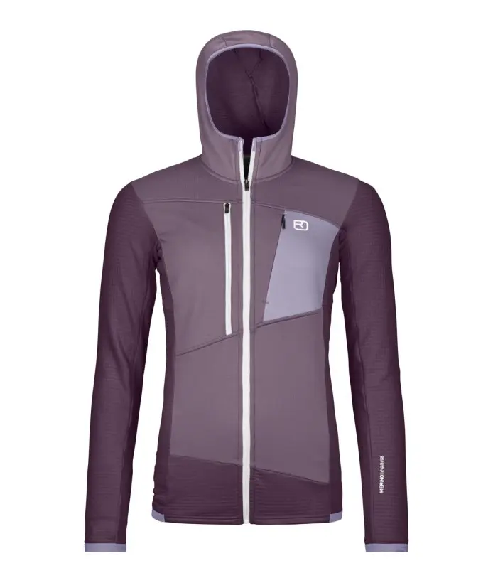 Fleece Grid Hoody W - 1.jpg Farbe: dark wild berry - Fleece Grid Hoody W