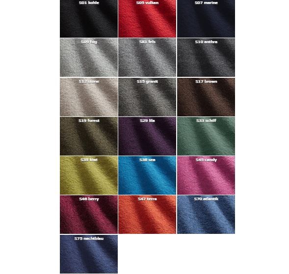 mufflon-w100-farbauswahl Mufflon W100 Farbauswahl - verschiedene Farben der Produktjacke