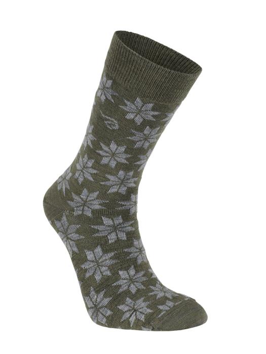 4100011075_Woolsock_snowflake_075_1.jpg Farbe: 075 - Loden Green - Wool Sock Snowflake