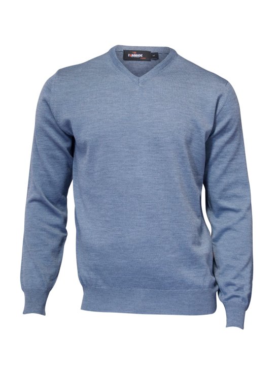 2100117071_Merino_Vneck_male_denim.jpg Farbe: 071 - denim - Merino V-Neck Male