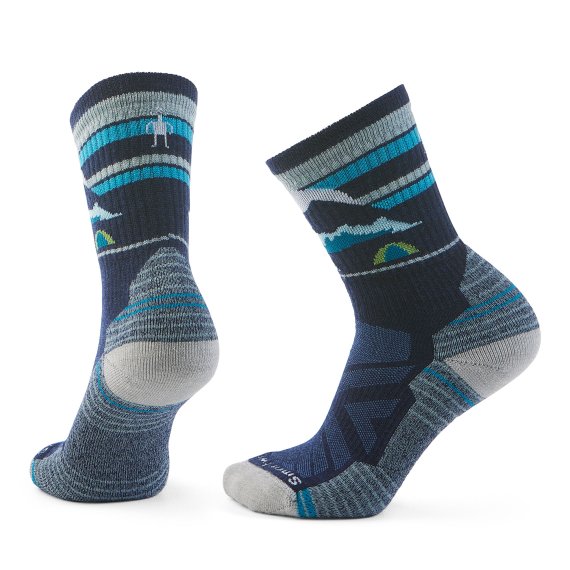 Farbe: Deep Navy - Wandersocken Light Cushion Crew mit Mountain Moon-Print