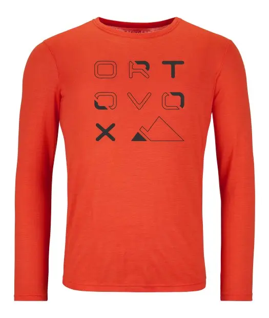 Farbe: Hot Orange - 185 Merino Brand Outline LS M