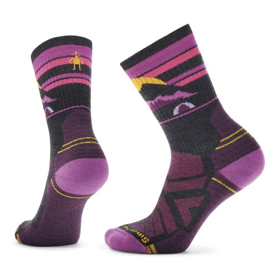 Farbe: Ash - Wandersocken Light Cushion Crew mit Mountain Moon-Print