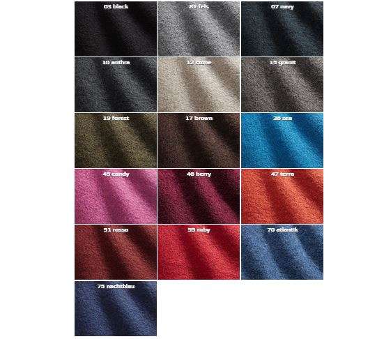 Verschiedene Stofffarben von Mufflon W300